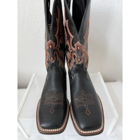 ARIAT Tombstone Men’s Black Cowboy Boot Western Leather Square Toe 7.5M Rodeo - Picture 5 of 9